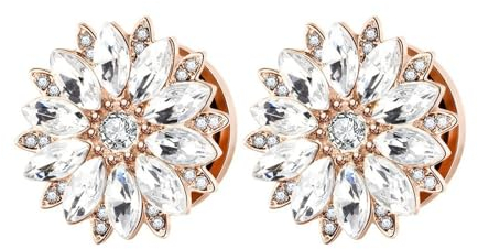 Lieson Ear Tunnel Plug, 2 Stück Tunnel Chirurgenstahl Blume Mit Zirkonia 10mm Ohr Tunnel Rosegold