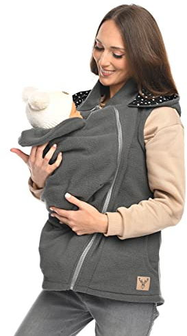 MijaCulture 3-in-1 Umstands-Trageweste ohne Ärmel – Zubehör für Babytrage oder Tragetuch, Modell 4131 (Grau, L)
