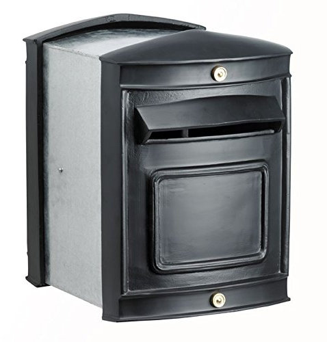 Black Finish Built-in Telescopic Lockable Post Box Letter Box Mail Box - with Rear Opening Door