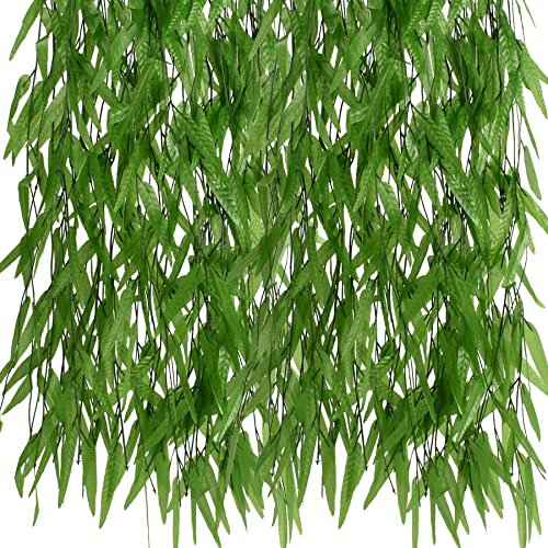 VIOCIWUO 50 Stück künstliche Ranken, Rattan, Kunstweide, Grünpflanzen, Girlande, künstliche Weidengirlande, Zweige für Dschungel, Partyzubehör, Garten, Hochzeit, Balkon, Innenhof-Dekoration