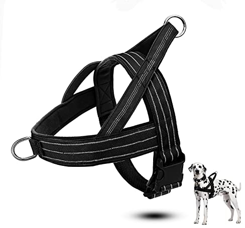 Hundegeschirr Mittelgroße Hunde, Hundegeschirr Grosse Gunde, Reflektierend Geschirr Hund Groß, Antizuggeschirr für Hunde, mit Weich Gepolstert, Reflektierend, Verstellbar (L)