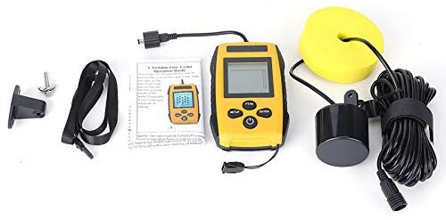 Agatige Fischfinder, Tragbarer Angelkajak-Fishfinder-Handfischtiefenmesser Mit Sonarsensor-Wandler Und LCD-Display-Fischdetektorgerät Zum Angeln