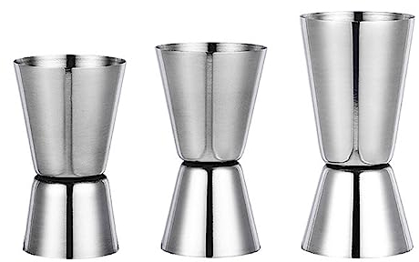 Bafnsiji Ensemble de 3 Jigger Cocktail en Acier Inoxydable, Double Spirit Measure Cup, Double Cocktail Jigger, Mesures de Boisson, 15/30ml & 20/40ml & 25/50ml Professionnel Barman Mesure Cup