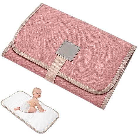 Baby Wickelunterlage, Tragbare Wickelunterlage, Wickelunterlage für Unterwegs, Baby Wickel-Decke Unterlage für Säuglinge und Kleinkinder, Atmungsaktiv, Waschbar, Wiederverwendbar, Rosa