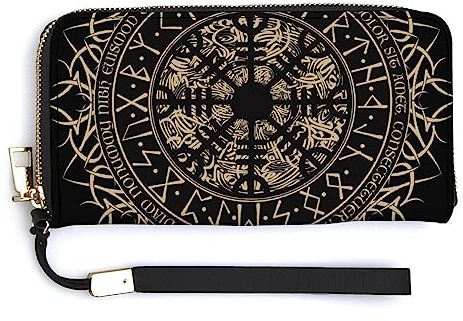 Melbrakin Monedero para Mujer Carteras Bolso de Mano con Cremallera de Gran Capacidad para niñas Damas Compatible con Cool Norse Viking Vegvisir Runic Compass Wallet