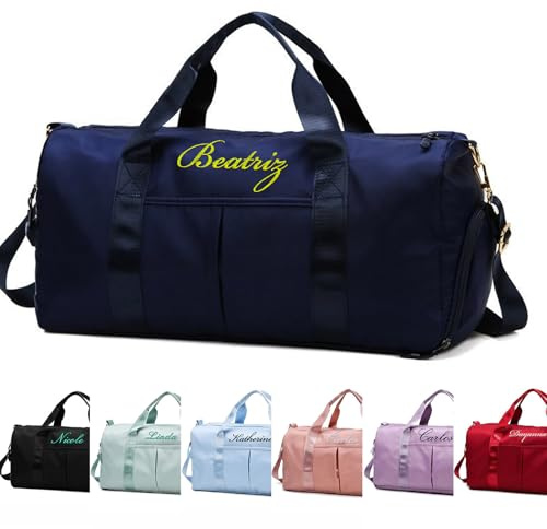 Personalisierte Sport und Fitnesstaschen mit aufgesticktem Namen, Yogataschen, Reisetaschen, Sporttaschen, Reisetaschen mit Nass- und Trockenschicht und unabhängigen Schuhfächern