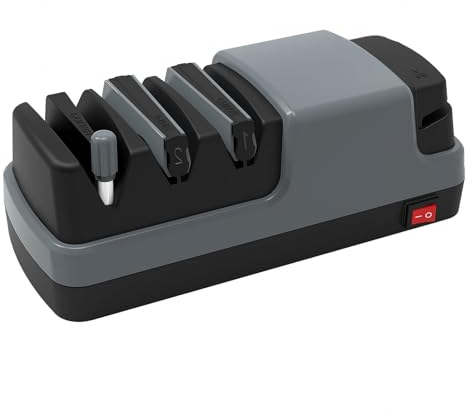 Affilacoltelli Professionale, 4 in 1 Acciaino Professionale, Con Abrasivi Diamantati Al 100% E Guide Angolari Di Precisione Affila Coltelli Professionale,Gray