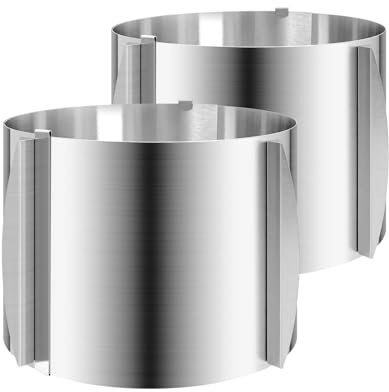 RMERVE 2 Pcs 6-12 Inch Adjustable Cake Mold Ring, 5.91'' High, 6 to 12'' Adjustable Cake Ring Cake Baking Supplies Baking Rings Round Stainless Steel Bakeware Tools with Scaling DIY Baking Mold Tool