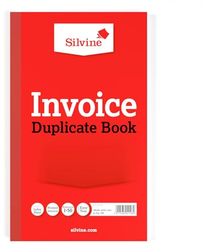 Silvine 8x5 Duplicate Invoice Book - Numbered 1-50 with Index Sheet