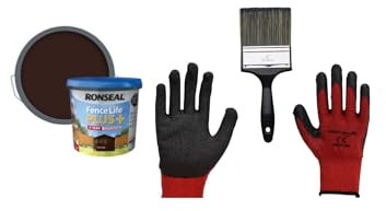 FAB INT PRODUCTS Garden Fence and Shed Paint Kit, 5 Litres Gloves and Brush Included… (Dark Oak)
