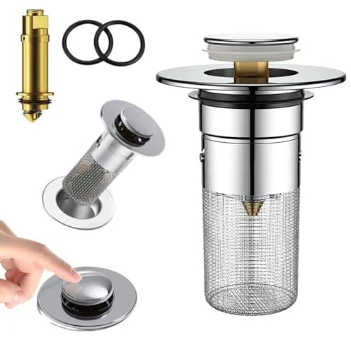 Universal Pop Up Abflusssieb,34-40mm Abflussstopfen Waschbecken mit Haarsieb,Abflussstopfen füR Aufsatzwaschbecken,Abflusssieb Abflussstopfen für Abfluss Ablauf.