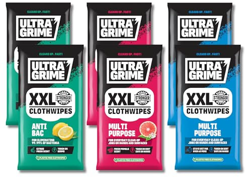UltraGrime Household Clothwipes Bundle | Multiuse Anti-Bac Cleaning Wipes Bulk Buy | 6 packs of 20 Clothwipes | 2 x Multiuse Pomelo, 2 x Multi-Purpose Original, 2 x Anti-Bac
