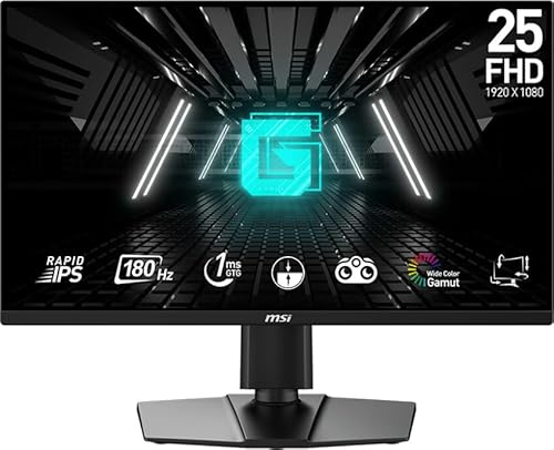 MSI G255PFDE E2 24,5 Zoll FHD Gaming Monitor - 1920 x 1080 Rapid IPS Panel, 180 Hz / 1ms (GtG), 99% sRGB Farbraum, Adaptive-Sync - DP 1.2a, HDMI 2.0b CEC