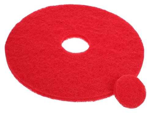 HAWILLOSCH 17-inch Red Floor Machine Cleaning and Polishing Pad Replaceable Floor Waxing Mat for Household Cleaning Machines Round Pad for Hardwood Tile and Laminate Surfaces