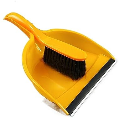 Desktop Small Broom and Dustpan Set for Garbage Cleaning Household Hand Brooms with Shovel for Desktop Cleaning (Yellow)
