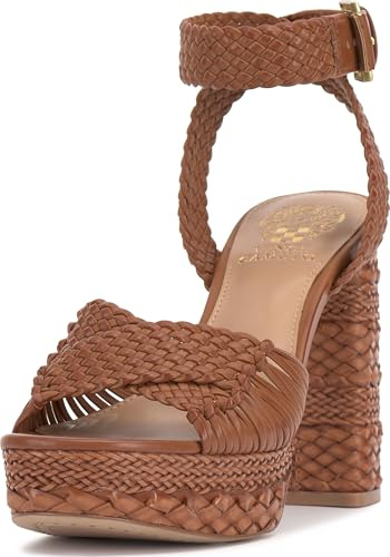 Vince Camuto Women's Pessa Woven Platform Sandal, Caramello, 10