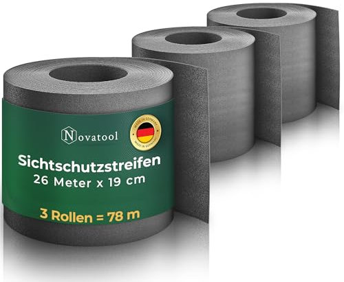 Novatool Rouleau brise-vue en polypropylène de qualité supérieure - 78 m - Anthracite - Pour clôture à double fil - 30 rangées de bandes brise-vue - Clôture en treillis - Durable et résistant aux