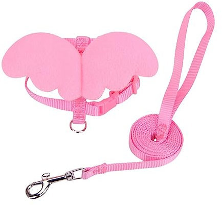 BUGUUYO Pet Harness Chest Strap Leash Adjustable Angel Wings Soft Pink s Size Puppy Dog Cat Walking Harness