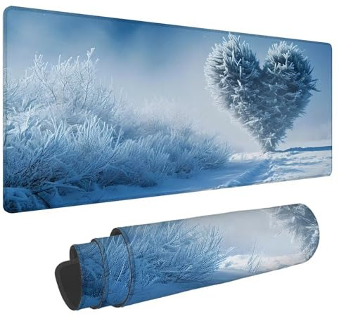 Tapis de Souris Amour Tapis de Souris XXL Hiver 1500x800x4mm Tapis Souris Gamer, sous Main Bureau Ordinateur Portable, Mouse Pad Bords Cousus Caoutchouc Antidérapante, pour Souris et Clavier A-132