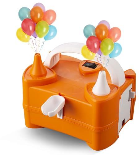 Scott 11 Bomba eléctrica para Globos con Doble Boquilla, inflador portátil de Globos de 220 V-240 V 600 W, Bomba de Aire eléctrica para cumpleaños, Fiestas, Bodas y Decoraciones de Eventos (Naranja)