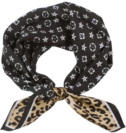 fashionchimp Bandana in feiner Stoffqualität mit Motiv-Druck, Nicki-Halstuch für Damen und Herren, Silk-Feeling, 70x70cm (Schwarz 2235)
