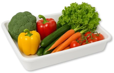 CHEFZOCO Bandeja para frigorífico, Bandeja para hostelería, Bandeja frigorífica para alimentos, Apta para contacto con alimentos, Medidas 49 cm Largo x 33,5 cm Ancho x 7,5 cm Alto, Plástico, Blanco