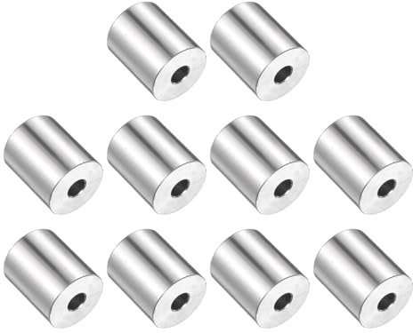 sourcing map Abstandshalter aus Edelstahl, 1/4 Zoll Bohrung x 1,9 cm Außendurchmesser x 13/16 Zoll Länge, Schraubenbuchse, schlichtes Finish, runder Metall-Abstandshalter für M6-Schrauben, Bolzen und