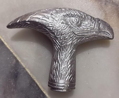Dekorativer Gehstock-Griff, Aluminium-Rabenkopf-Design, Antik-Silber-Finish