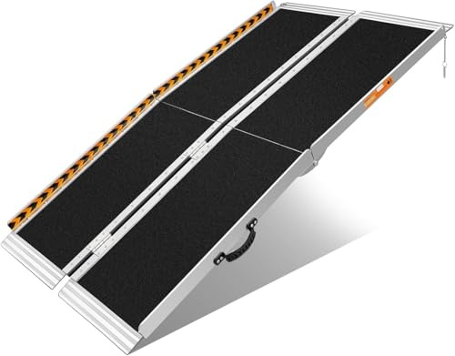 FACHNUO Rampa para Silla de Ruedas Plegable de 152 cm - Rampa de Aluminio para Carga Pesada 362KG con Superficie Antideslizante, Escalones de Casa, Scooters, Coches de Bebé