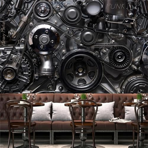 Style Industriel Rétro À Engrenages Métalliques Papier Peint Mural 3D, Amovible Auto-Adhésif Papier Peint Décoration Murale Pour Restaurant Hôtels Moderne Salon Décoration De La Maison Af-313232843555