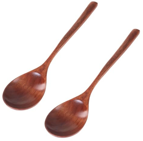 2 cucchiai da cucina in legno, posate fatte a mano, utensili da cucina naturali, cucchiai da zuppa, sani e altamente resistenti all'umidità per cucinare, servire insalata, miscelare, mescolare la