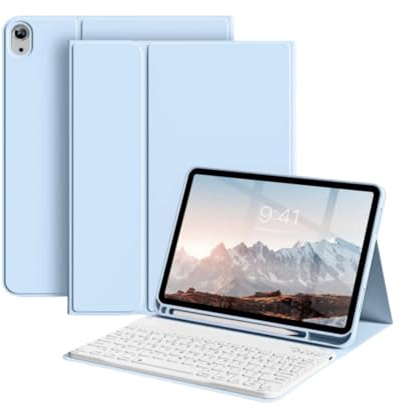 Funda con Teclado para iPad 10,2 9.ª/8.ª/7.ª Gen, Air 3.ª generación 2019, Teclado Bluetooth Desmontable inalámbrico con Funda con Soporte para lápiz para iPad Pro 10,5 Pulgadas 2017