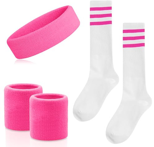 Flintronic 3 Stück Schweißband Set, Schweißbänder Handgelenk, Sportstirnband, Sportsocken, Handgelenk, Stirnbänder Feuchtigkeitstransport, für Handball Fußball Tennis
