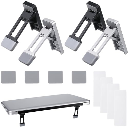 4 Pcs Portable Laptop Stand for Desk Foldable Keyboard Riser Stand Ergonomic Computer Keyboard Lift with Anti-Slip Pads Adjustable Tilt Self-Adhesive Keyboards Riser Feet for Laptop Most Keyboards