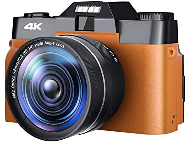 Messa a fuoco automatica Fotocamere digitali vintage for la fotografia Obiettivo grandangolare da 52 mm 4K Videocamera streaming compatta Registratore Vlog retrò Regalo per principianti(32G TF Card,5)