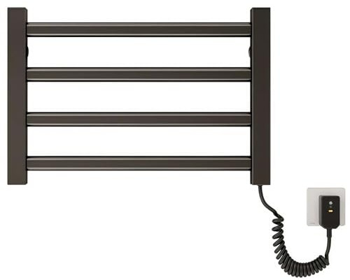 RVUEM Toallero EléCtrico, Toallero Inteligente, Radiador De Pared, Calentador De Toallas EléCtrico PequeñO, 80 W, Temperatura Constante De 55 °C, 4 Barras, Enchufable, para BañO,Negro,Right Line