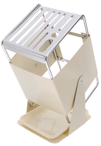 MAGICLULU Bloc à Couteaux Rotatif en Acier Inoxydable 30° avec Fentes Réglables Support à Couteaux Cuisine Blanc 1 Pièce Organiseur Compact Ciseaux à Aiguiser Rangement Pratique Cuisine