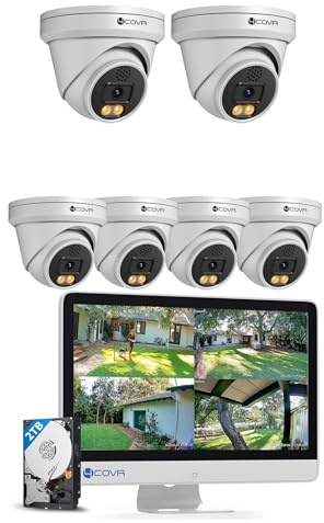 4COVR 8 Kanal PoE Überwachungskamera Set mit Monitor, 6X 5MP Dome Kameras für Außen, 8MP NVR mit 2TB HDD, DLY97KA5MU804 Bundle mit 2X DLY97KA5MA (Zusatzkamera)