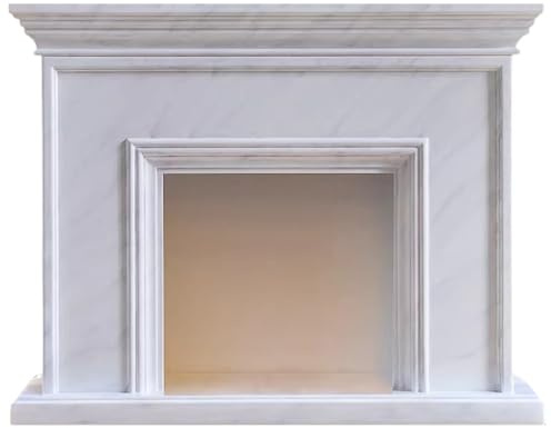 Freistehend Weißer Kaminsims aus Kunstmarmor, klassische dekorative Kaminverkleidung Holz Dekoration(Klein)
