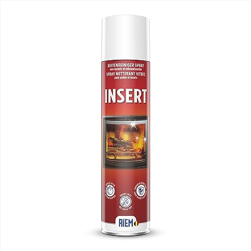 RIEM - Insert 400 ml - Spray Nettoyant pour Vitres de Poêles de Chauffage et Inserts de Cheminée - Nettoie - Dissout Rapidement les Traces de Goudron, Suie et Graisse - Ne Coule pas