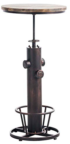 CLP Stehtisch Ruhr I Höhenverstellbarer Bartisch mit Fußablage I Tischgestell aus Metall und Tischplatte aus Kiefernholz, Farbe:Bronze