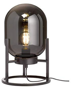 Lampe de table originale avec boule en verre fumé, hauteur 34 cm