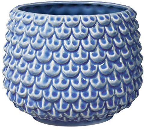 Bloomingville Pinecone Blumentopf, dekorativ, für den Innenbereich, Retro-Stil, kreativ, L (16,5 cm Durchmesser), Blau, Keramik