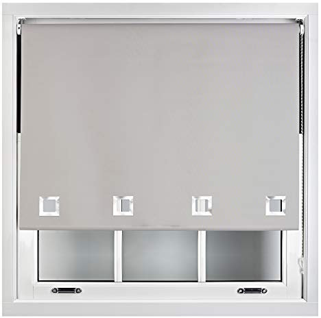 FURNISHED Blackout Roller Blinds with Large Square Eyelets - Made to Measure - Grey 120cm x 165cm