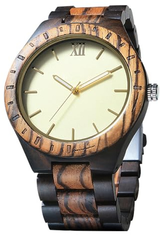 rorios Mode Herren Holzuhr Holz-Armbanduhren Herren Analog Quarz Uhr Leicht Holzuhren Männer Männer Holzuhren