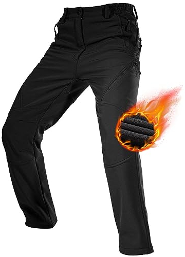 Free Soldier Pantaloni da Passeggio Impermeabili da Uomo per Uomo in Pile Termico Foderato Softshell Overpants Escursionismo Pantaloni Escursionismo(Nero,52 Lungo)