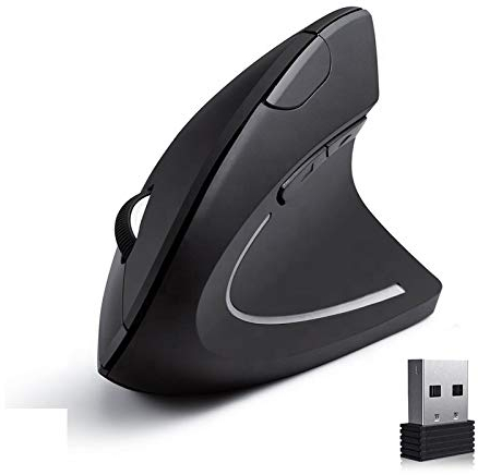 ISMMIK Ergonomic Mouse, Bluetooth Rechargeable Vertical Mouse (BT5.0/3.0+USB-A), Wireless Right handed Mouse 6-Button, Optical Mouse 4800 DPI 6 Adjustable Levels,Quiet Clicks,Wide Compatibility-Black