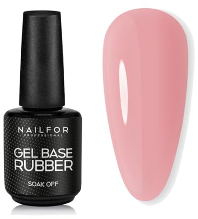 NAILFOR Gummibas 15 ml - för förstärkt halvpermanent nagellack med stark vidhäftning, lång tätning, stärker och skyddar naturliga naglar, även för skalning och ministräckning (nakenljus)
