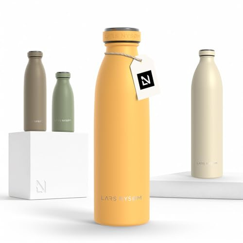 LARS NYSØM Stainless Steel Insulated Water Bottle 350ml, 500ml, 750ml, 1L, 1 5 Liter | Insulated Thermo Flask for Hot and Cold Beverages | Leakproof Drinking Bottle (Mustard Yellow, 500ml)