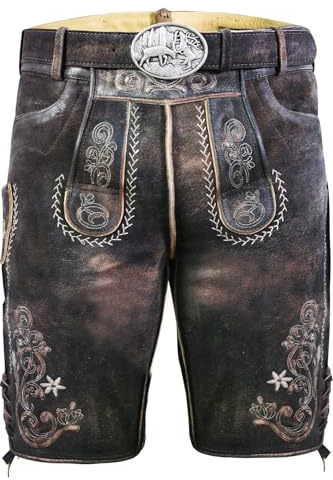 Edelnice Trachtenmode hochwertige Kurze Trachtenlederhose aus Ziegenleder Alex Gr. 54